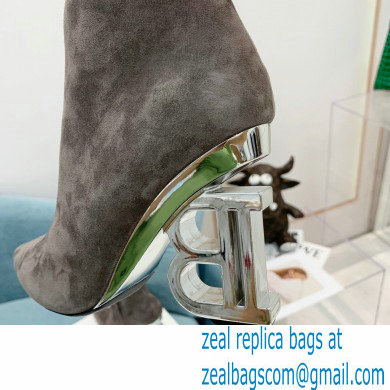 Balmain Heel 9.5cm Nicole Ankle Boots Suede Gray 2021 - Click Image to Close