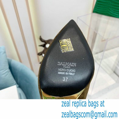 Balmain Heel 9.5cm Nicole Ankle Boots Suede Khaki 2021 - Click Image to Close