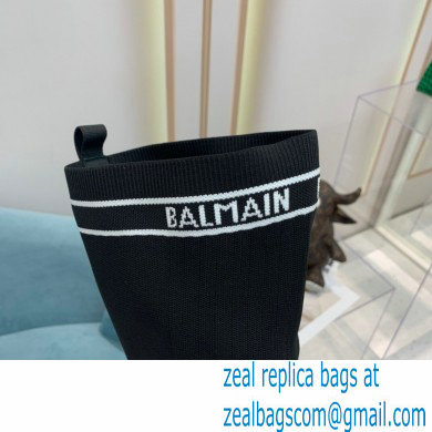 Balmain Heel 9.5cm Raven Thigh-high Boots Knit Black 2021 - Click Image to Close