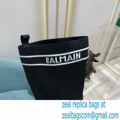 Balmain Heel 9.5cm Raven Thigh-high Boots Knit Black 2021