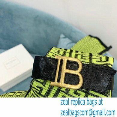 Balmain Heel 9.5cm Raven Thigh-high Boots Knit Green with Monogram Strap 2021