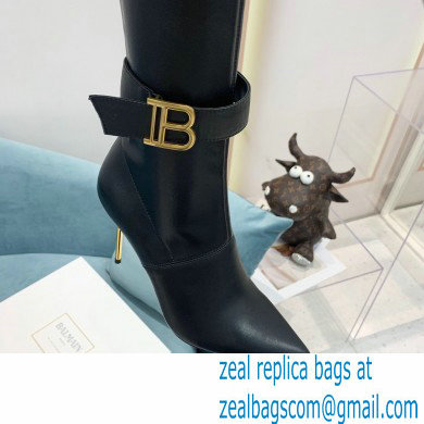 Balmain Heel 9.5cm Raven Thigh-high Boots Leather Black 2021 - Click Image to Close