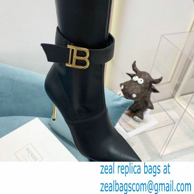 Balmain Heel 9.5cm Raven Thigh-high Boots Leather Black 2021