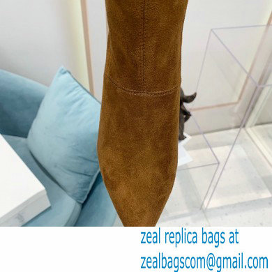 Balmain Heel 9.5cm Raven Thigh-high Boots Suede Brown 2021 - Click Image to Close