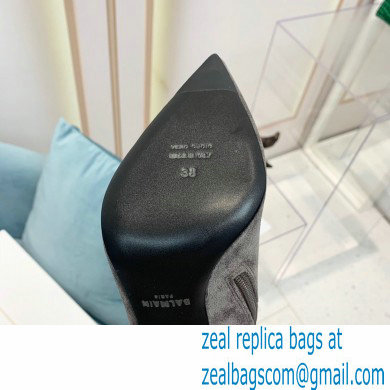 Balmain Heel 9.5cm Raven Thigh-high Boots Suede Gray 2021 - Click Image to Close