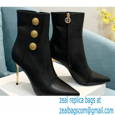 Balmain Heel 9.5cm Roni Ankle Boots Leather Black 2021 - Click Image to Close