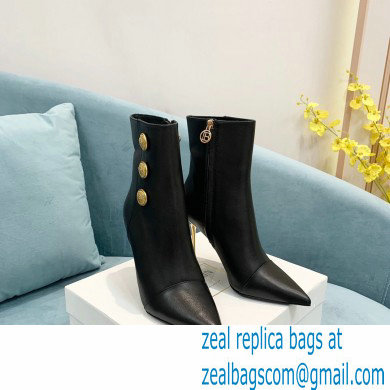 Balmain Heel 9.5cm Roni Ankle Boots Leather Black 2021 - Click Image to Close