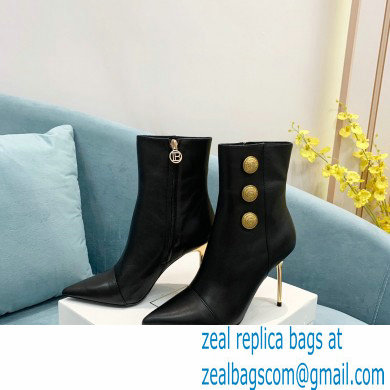 Balmain Heel 9.5cm Roni Ankle Boots Leather Black 2021 - Click Image to Close