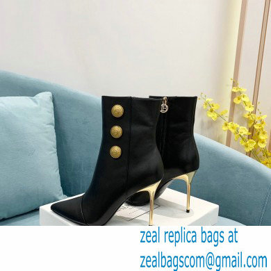 Balmain Heel 9.5cm Roni Ankle Boots Leather Black 2021 - Click Image to Close