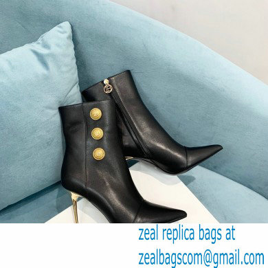 Balmain Heel 9.5cm Roni Ankle Boots Leather Black 2021 - Click Image to Close