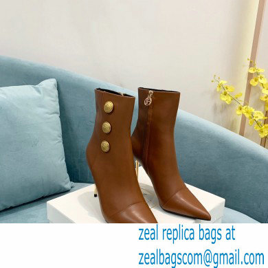 Balmain Heel 9.5cm Roni Ankle Boots Leather Brown 2021 - Click Image to Close