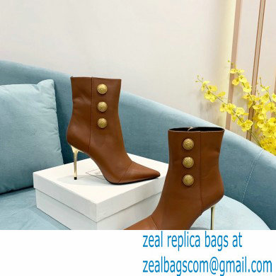 Balmain Heel 9.5cm Roni Ankle Boots Leather Brown 2021