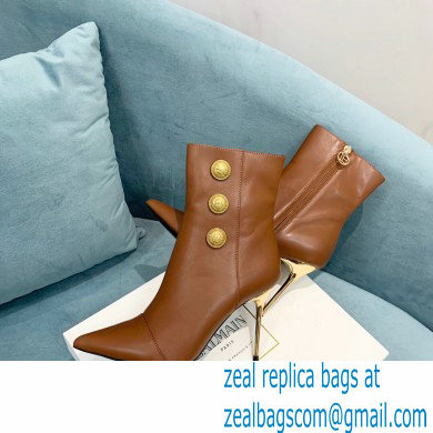 Balmain Heel 9.5cm Roni Ankle Boots Leather Brown 2021