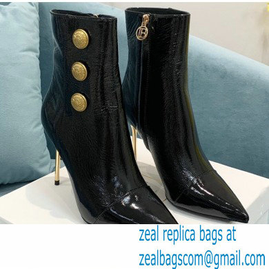 Balmain Heel 9.5cm Roni Ankle Boots Patent Leather Black 2021