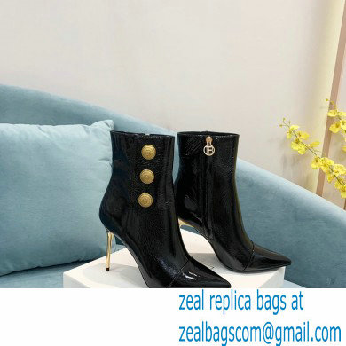 Balmain Heel 9.5cm Roni Ankle Boots Patent Leather Black 2021