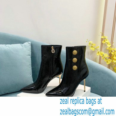 Balmain Heel 9.5cm Roni Ankle Boots Patent Leather Black 2021