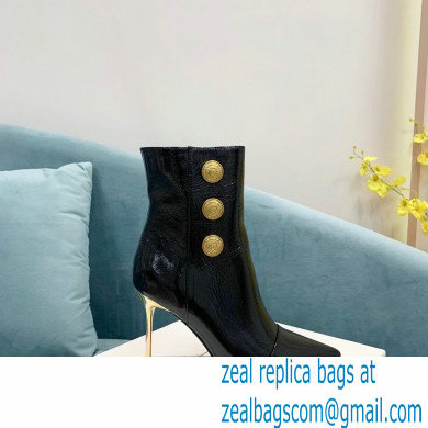 Balmain Heel 9.5cm Roni Ankle Boots Patent Leather Black 2021 - Click Image to Close