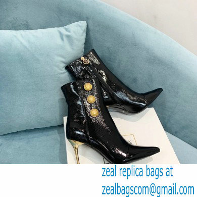 Balmain Heel 9.5cm Roni Ankle Boots Patent Leather Black 2021 - Click Image to Close