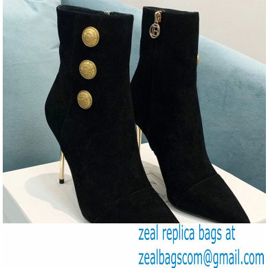 Balmain Heel 9.5cm Roni Ankle Boots Suede Black 2021