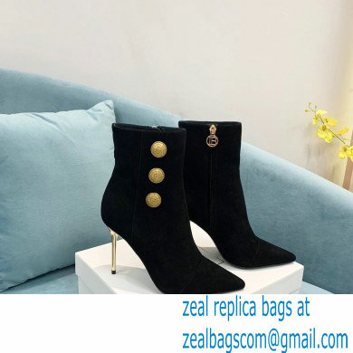 Balmain Heel 9.5cm Roni Ankle Boots Suede Black 2021