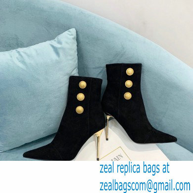 Balmain Heel 9.5cm Roni Ankle Boots Suede Black 2021 - Click Image to Close
