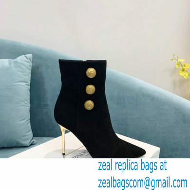 Balmain Heel 9.5cm Roni Ankle Boots Suede Black 2021 - Click Image to Close