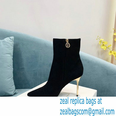 Balmain Heel 9.5cm Roni Ankle Boots Suede Black 2021