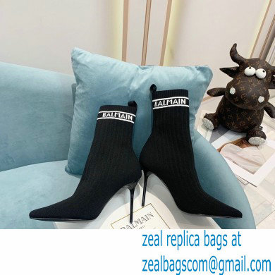 Balmain Heel 9.5cm Stretch Knit Skye Ankle Boots Black/White 2021