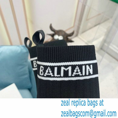 Balmain Heel 9.5cm Stretch Knit Skye Ankle Boots Black/White 2021