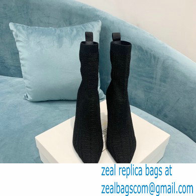 Balmain Heel 9.5cm Stretch Knit Skye Ankle Boots Black With Balmain Monogram 2021 - Click Image to Close