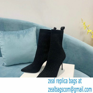 Balmain Heel 9.5cm Stretch Knit Skye Ankle Boots Black With Balmain Monogram 2021 - Click Image to Close