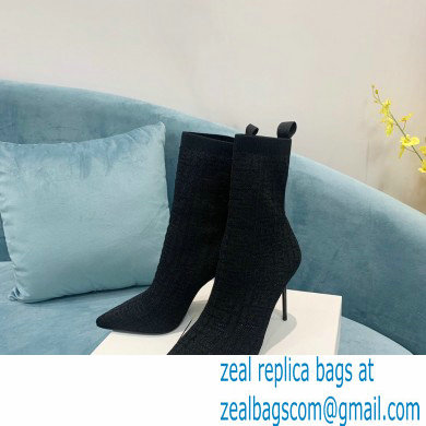 Balmain Heel 9.5cm Stretch Knit Skye Ankle Boots Black With Balmain Monogram 2021