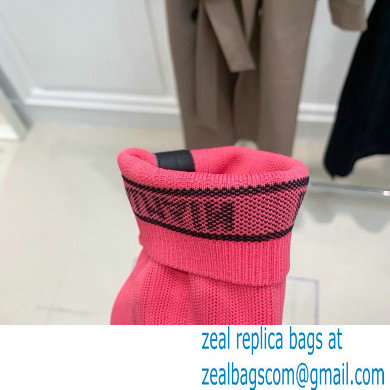 Balmain Heel 9.5cm Stretch Knit Skye Ankle Boots Fuchsia 2021 - Click Image to Close