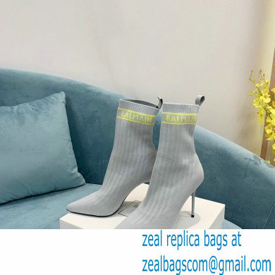 Balmain Heel 9.5cm Stretch Knit Skye Ankle Boots Gray 2021