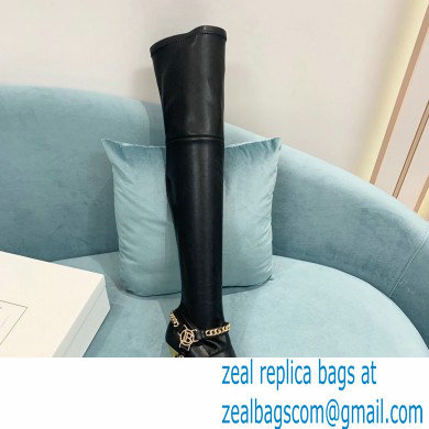 Balmain Okt Chain Detail Thigh-high Boots Leather Black 2021