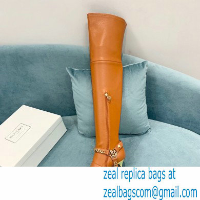 Balmain Okt Chain Detail Thigh-high Boots Leather Brown 2021