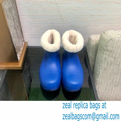 Bottega Veneta Shearling Lining Puddle Rubber Ankle Boots Blue 2021 - Click Image to Close