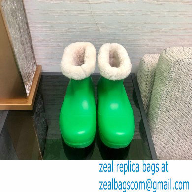 Bottega Veneta Shearling Lining Puddle Rubber Ankle Boots Green 2021