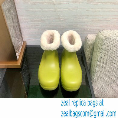 Bottega Veneta Shearling Lining Puddle Rubber Ankle Boots Kiwi Green 2021