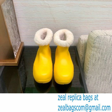 Bottega Veneta Shearling Lining Puddle Rubber Ankle Boots Yellow 2021