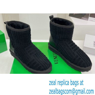 Bottega Veneta Shearling Lining Towel Ankle Boots Black 2021 - Click Image to Close