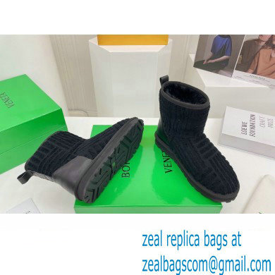 Bottega Veneta Shearling Lining Towel Ankle Boots Black 2021