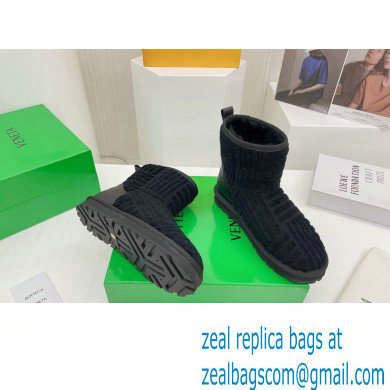 Bottega Veneta Shearling Lining Towel Ankle Boots Black 2021