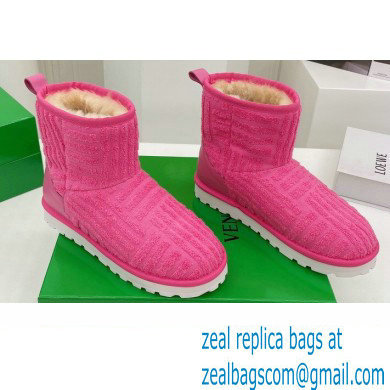 Bottega Veneta Shearling Lining Towel Ankle Boots Fuchsia 2021