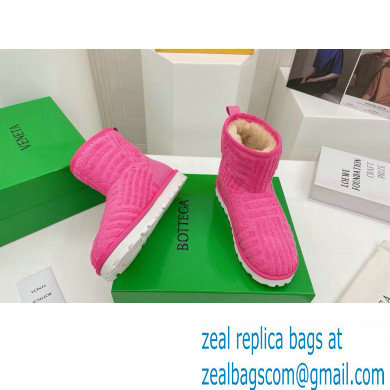 Bottega Veneta Shearling Lining Towel Ankle Boots Fuchsia 2021