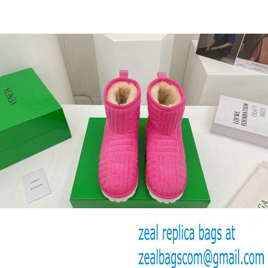 Bottega Veneta Shearling Lining Towel Ankle Boots Fuchsia 2021