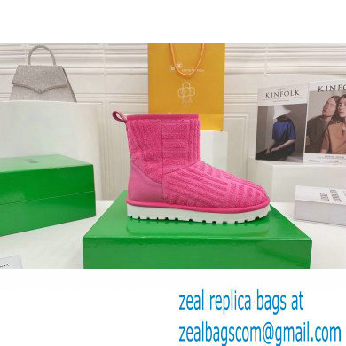 Bottega Veneta Shearling Lining Towel Ankle Boots Fuchsia 2021