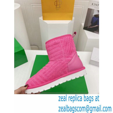 Bottega Veneta Shearling Lining Towel Ankle Boots Fuchsia 2021