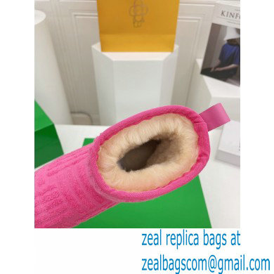 Bottega Veneta Shearling Lining Towel Ankle Boots Fuchsia 2021