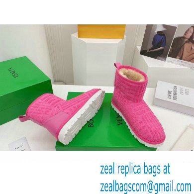 Bottega Veneta Shearling Lining Towel Ankle Boots Fuchsia 2021
